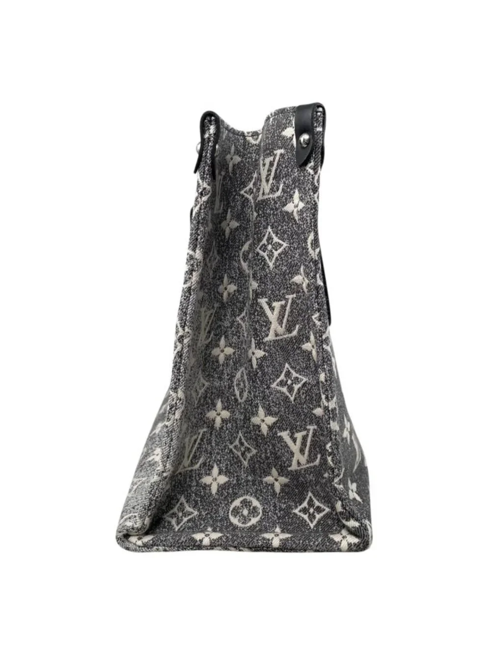 Louis Vuitton Tote On The Go MM Monogram Jacquard Denim Gray White